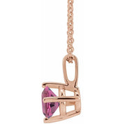 14K Rose 4 mm Natural Pink Tourmaline Solitaire 16-18" Necklace