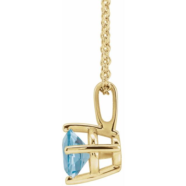 14K Yellow 4 mm Natural Aquamarine Solitaire 16-18" Necklace