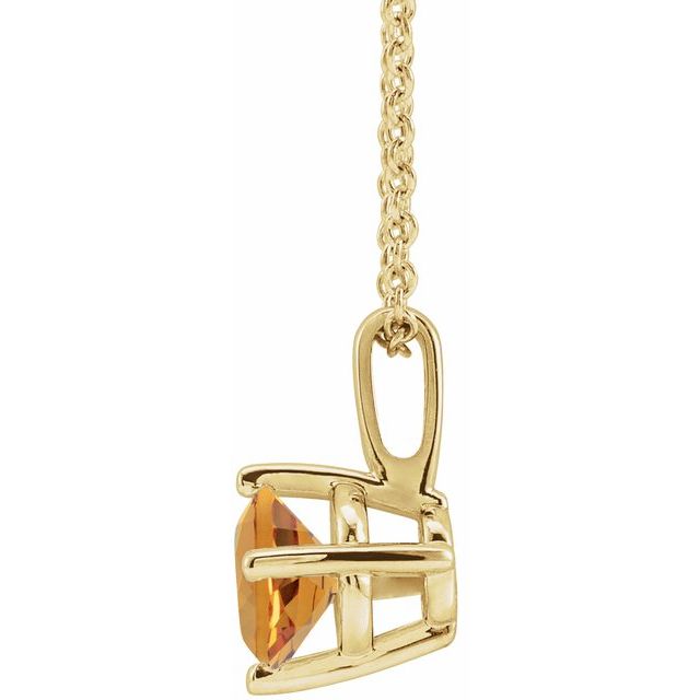 14K Yellow 6 mm Natural Citrine Solitaire 16-18" Necklace