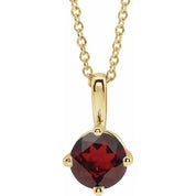 14K Yellow 4 mm Natural Mozambique Garnet Solitaire 16-18" Necklace