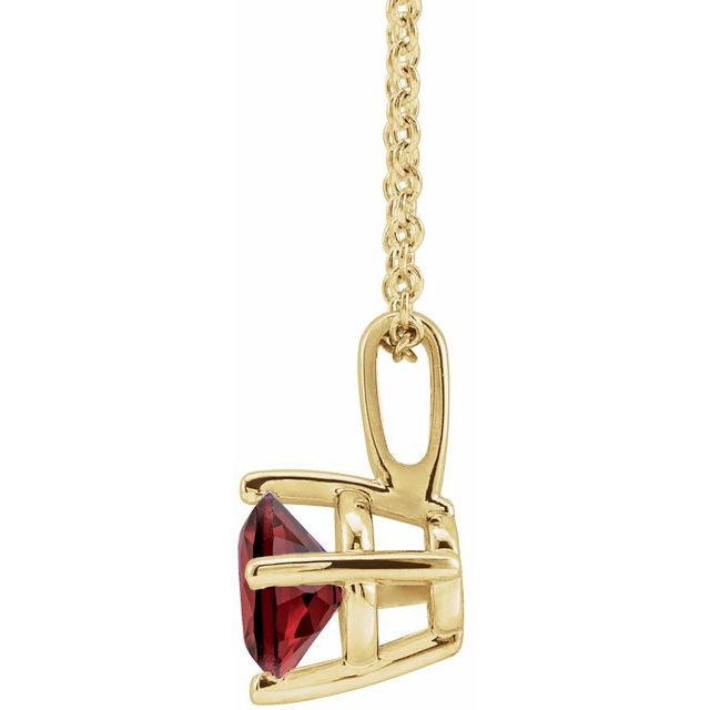 14K Yellow 4 mm Natural Mozambique Garnet Solitaire 16-18" Necklace