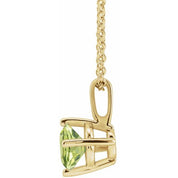 14K Yellow 4 mm Natural Peridot Solitaire 16-18" Necklace