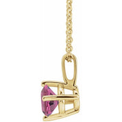 14K Yellow 4 mm Natural Pink Tourmaline Solitaire 16-18" Necklace