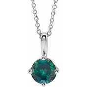 Sterling Silver 5 mm Lab-Grown Alexandrite Solitaire 16-18" Necklace