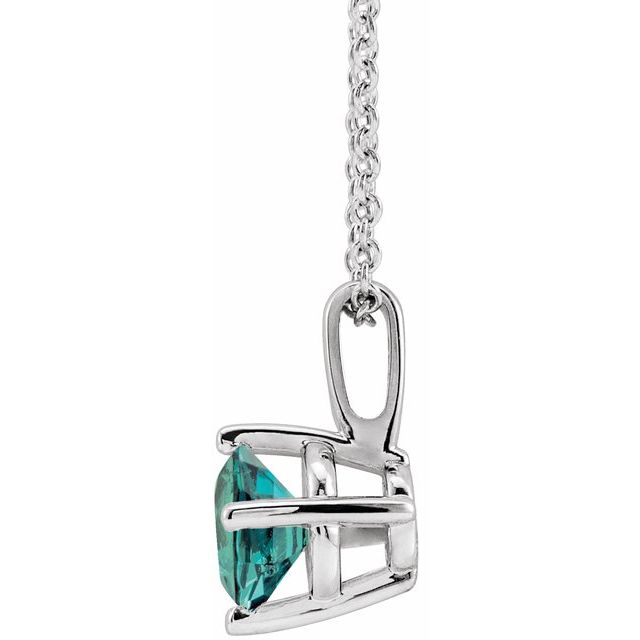 Sterling Silver 4 mm Lab-Grown Alexandrite Solitaire 16-18" Necklace