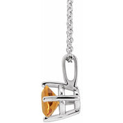 Platinum 5 mm Natural Citrine Solitaire 16-18" Necklace