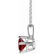 Platinum 5 mm Natural Mozambique Garnet Solitaire 16-18" Necklace