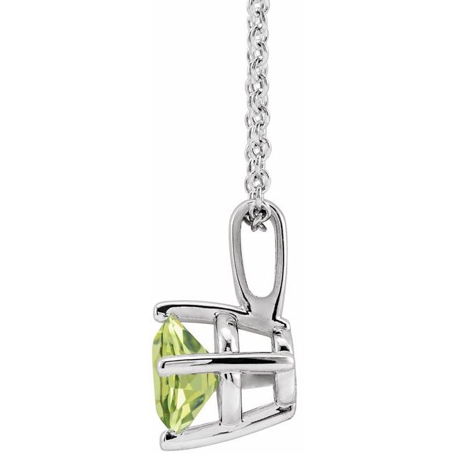 Platinum 5 mm Natural Peridot Solitaire 16-18" Necklace