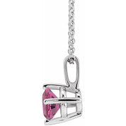Sterling Silver 5 mm Natural Pink Tourmaline Solitaire 16-18" Necklace