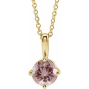 14K Yellow 5 mm Natural Pink Morganite Solitaire 16-18" Necklace