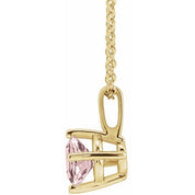 14K Yellow 5 mm Natural Pink Morganite Solitaire 16-18" Necklace
