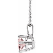 Sterling Silver 5 mm Natural Pink Morganite Solitaire 16-18" Necklace