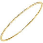 14K Yellow 1/3 CTW Natural Diamond Beaded Bangle 7 3/4" Bracelet