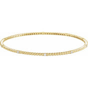 14K Yellow 1/3 CTW Natural Diamond Beaded Bangle 7 3/4" Bracelet