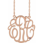 14K Rose Gold-Plated Sterling Silver 30 mm 3-Initial Imitation Tanzanite Script Monogram Necklace