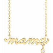 14K .015 CT Natural Diamond Mama 18" Necklace