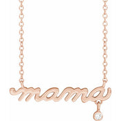 14K .015 CT Natural Diamond Mama 18" Necklace