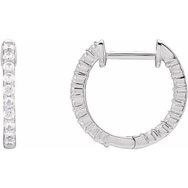 2 CTW Lab-Grown Diamond Inside-Outside Hinged 14.5 mm Hoop Earrings