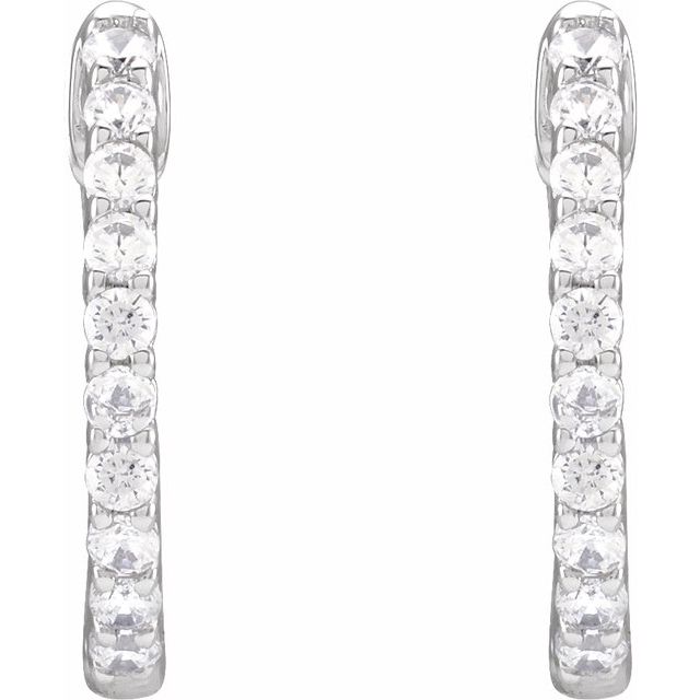 2 CTW Lab-Grown Diamond Inside-Outside Hinged 14.5 mm Hoop Earrings