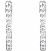 14K White 1/2 CTW Lab-Grown Diamond Inside-Outside Hinged 14.5 mm Hoop Earrings