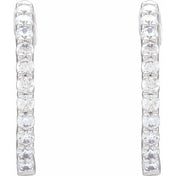14K White 3/4 CTW Lab-Grown Diamond Inside-Outside Hinged 17.2 mm Hoop Earrings