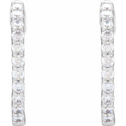 14K White 3/4 CTW Lab-Grown Diamond Inside-Outside Hinged 17.2 mm Hoop Earrings