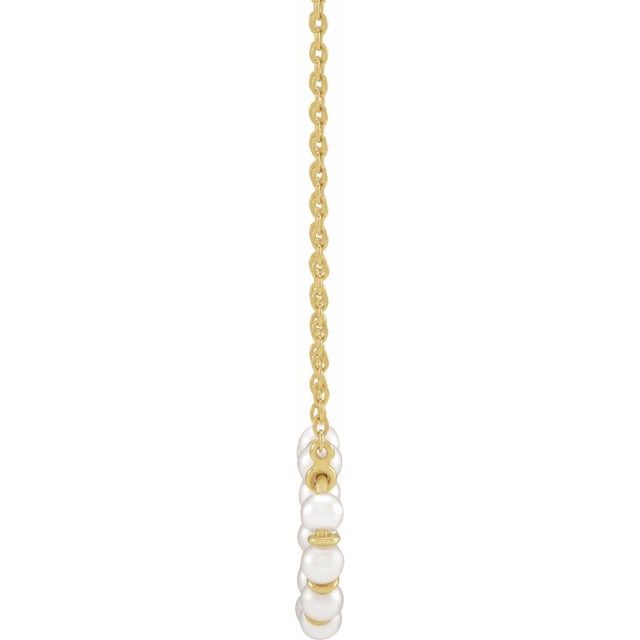 14K Yellow Cultured White Freshwater Pearl Circle 18" Necklace