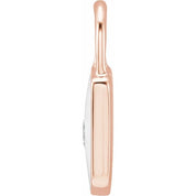 14K Rose .035 CT Natural  Diamond & White Enamel Lock Charm/Pendant