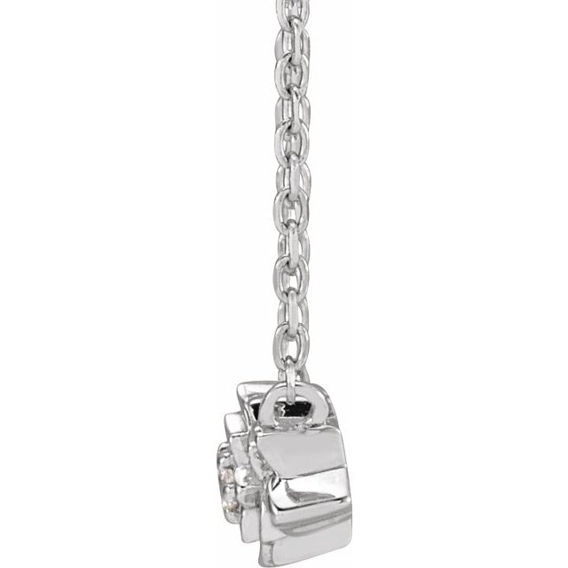 Platinum .015 CT Natural Diamond Flower 16-18" Necklace