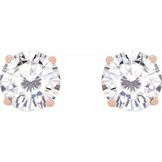 14K Rose 6.5 mm Stuller Lab-Grown Moissanite Stud Earrings