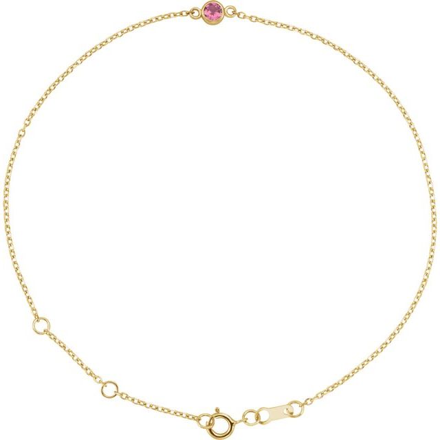 14K Yellow Natural Pink Tourmaline 6 1/2-7 1/2" Bracelet