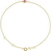 14K Yellow Natural Pink Tourmaline Bezel-Set Solitaire 6 1/2-7 1/2" Bracelet