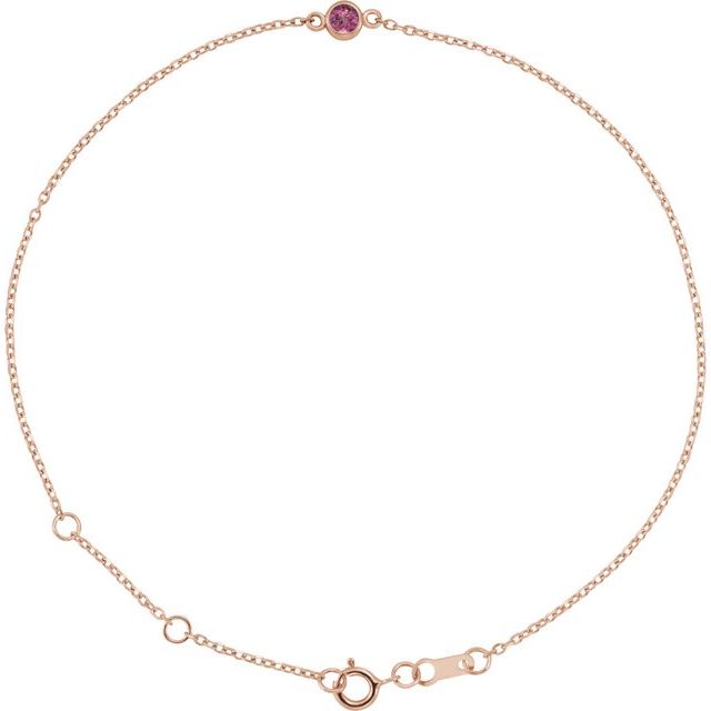 14K Rose Natural Pink Tourmaline 6 1/2-7 1/2" Bracelet