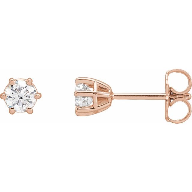14K Rose 1/2 CTW Natural Diamond Stud Earrings