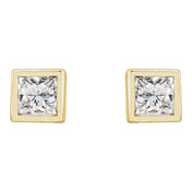 14K Yellow 1/8 CTW Lab-Grown Diamond Bezel-Set Earrings