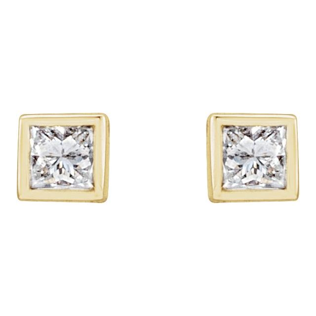 14K Yellow 1/8 CTW Lab-Grown Diamond Bezel-Set Earrings