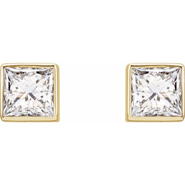 14K Yellow 5/8 CTW Lab-Grown Diamond Bezel-Set Earrings