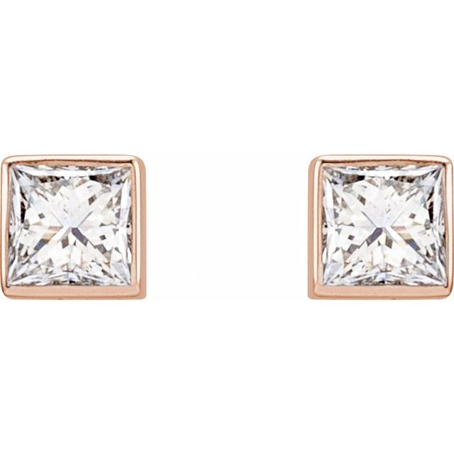 14K Rose 1/5 CTW Lab-Grown Diamond Bezel Earrings