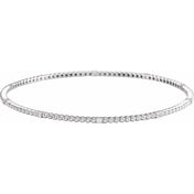 14K White 1/3 CTW Natural Diamond Beaded Bangle 7 3/4" Bracelet