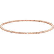 14K Rose 1/3 CTW Natural Diamond Beaded Bangle 7 3/4" Bracelet