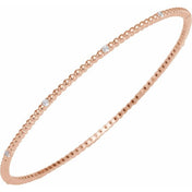 14K Rose 1/3 CTW Natural Diamond Beaded Bangle 7 3/4" Bracelet