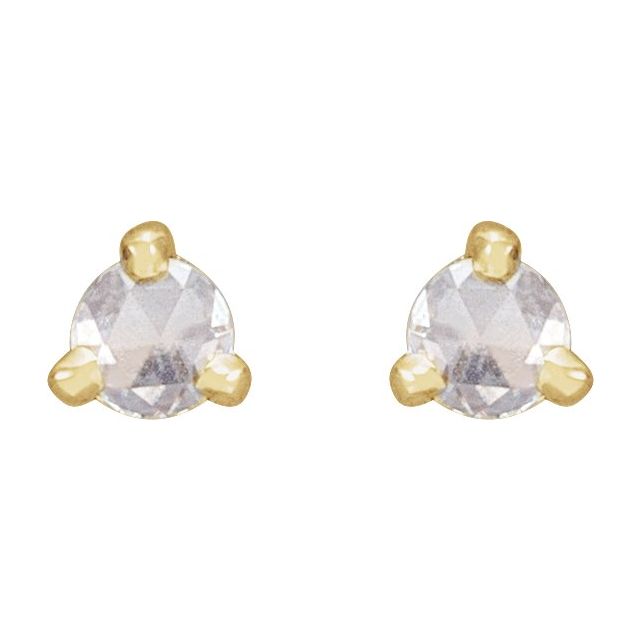 14K Yellow .08 CTW Rose-Cut Natural Diamond Stud Earrings