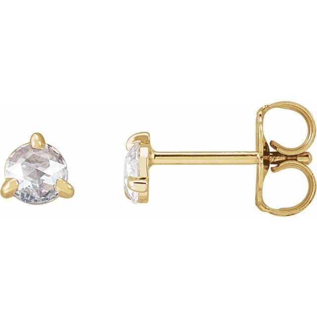 14K Yellow 1/5 CTW Rose-Cut Natural Diamond Stud Earrings