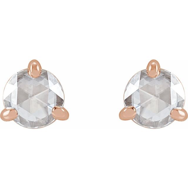 14K Rose 5/8 CTW Rose-Cut Natural Diamond Stud Earrings