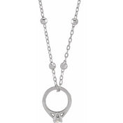 14K White .03 CT Natural Diamond Tiny Solitaire Ring 18" Necklace