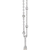14K White .03 CT Natural Diamond Tiny Solitaire Ring 18" Necklace