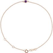 14K Rose Natural Amethyst Bezel-Set Solitaire 6 1/2-7 1/2" Bracelet