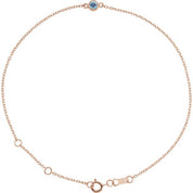 14K Rose Natural Aquamarine Bezel-Set Solitaire 6 1/2-7 1/2" Bracelet