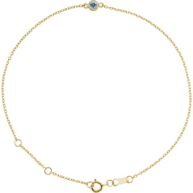 14K Yellow Natural Aquamarine 6 1/2-7 1/2" Bracelet