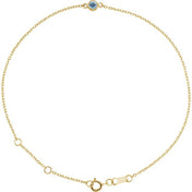 14K Yellow Natural Aquamarine Bezel-Set Solitaire 6 1/2-7 1/2" Bracelet